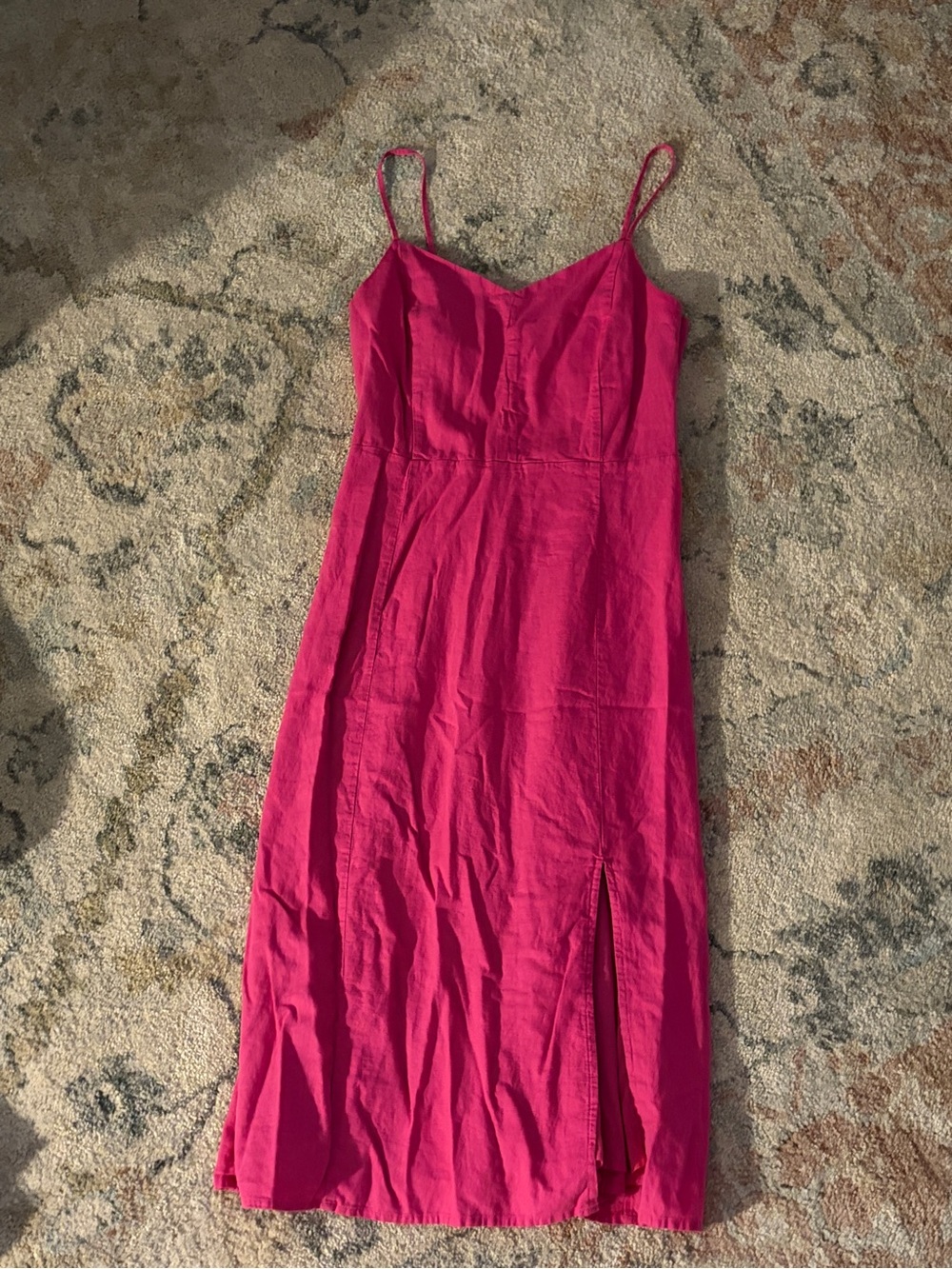 J. Crew Hot Pink Spaghetti-Strap Midi Slip Dress